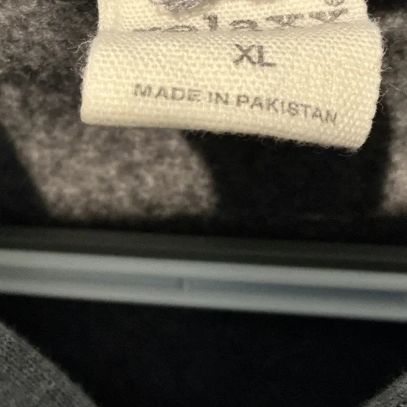 Charcoal Zip-Up Hoodie with White Accents.  B8 - Picture 2 of 3